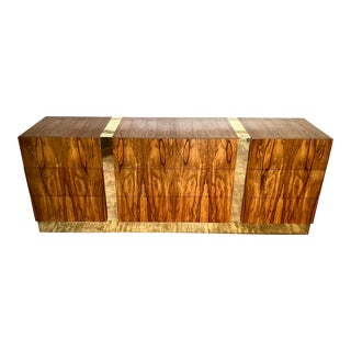 1950s Milo Baughman for Thayer Coggin Rosewood and Brass Long Dresser For Sale