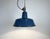 Blue Industrial Blue Enamel Factory Lamp with Cast Iron Top, 1960s For Sale - Image 8 of 14
