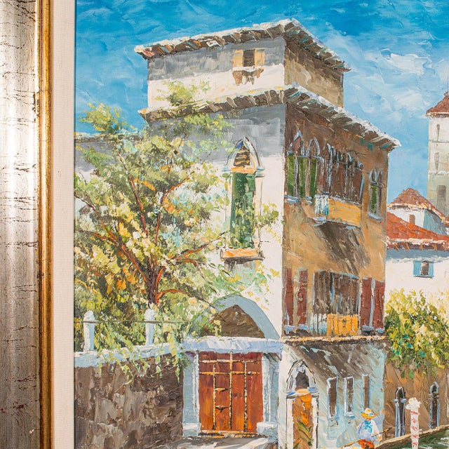 1980's Vintage Venetian Canal Painting For Sale - Image 4 of 9