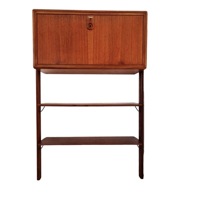 Small Walnut and Brass Wall Unit with Desk Function by William Watting for Fristho For Sale - Image 14 of 14