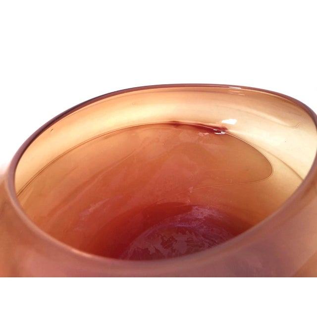 Art Studio Santa Fe Artisan Signed Burnt Orange Organic Shape Glass Bowl 7.5" For Sale In Reno/Lake Tahoe - Image 6 of 9