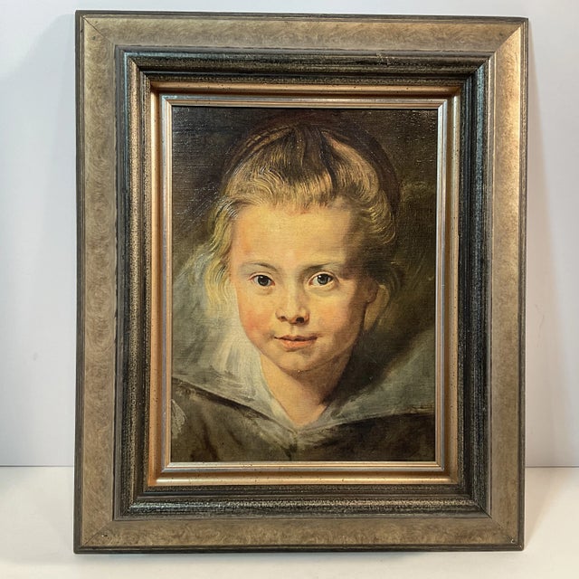 Beige Vintage Framed Portrait Reproduction P. P. Reubens Portrait of Clara Serena Rubens 13” X 16” For Sale - Image 8 of 10