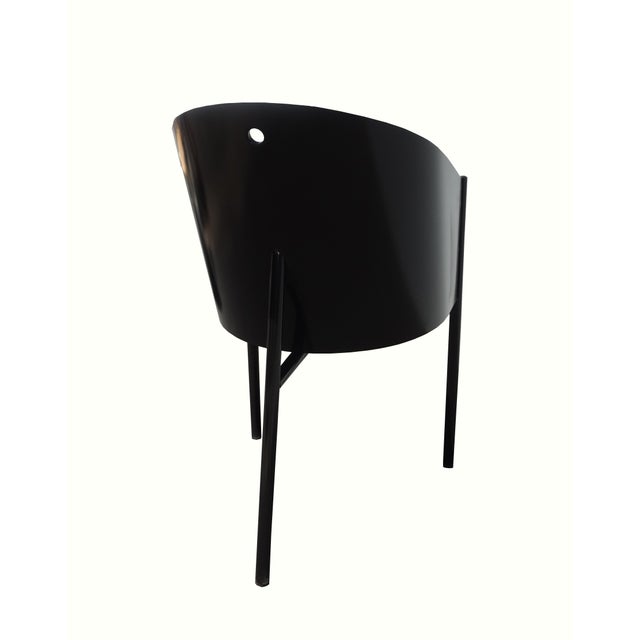 2000 - 2009 Vintage Costes Black Leather Seat Arm Chair ~ Club Chair by Philippe Starck For Sale - Image 5 of 13
