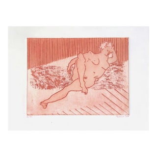 2001 Monique Pehem (Breton-Prouté) Jeune Femme Nue Étendue Signed Etching For Sale