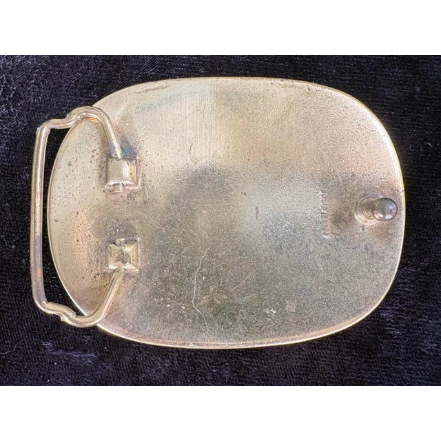 Gold Collection of 6 Vintage Western & Industrial Brass Belt Buckles With Americana Motifs For Sale - Image 8 of 12