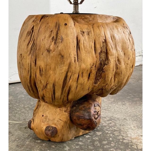 Mid 20th Century Vintage Knotty Burled Wood Table Lamps, a Pair For Sale - Image 5 of 15