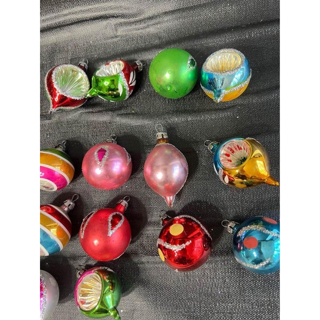 Mid 20th Century Vintage 14 Small Mercury Glass Santa Land Christmas Tree Ornaments - Poland For Sale - Image 5 of 9