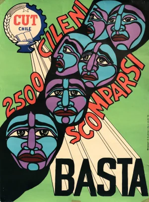 1977 Chilean Political Poster, 2500 Cileni Scomparsi: Basta (2500 Disappeared Chileans: Enough)