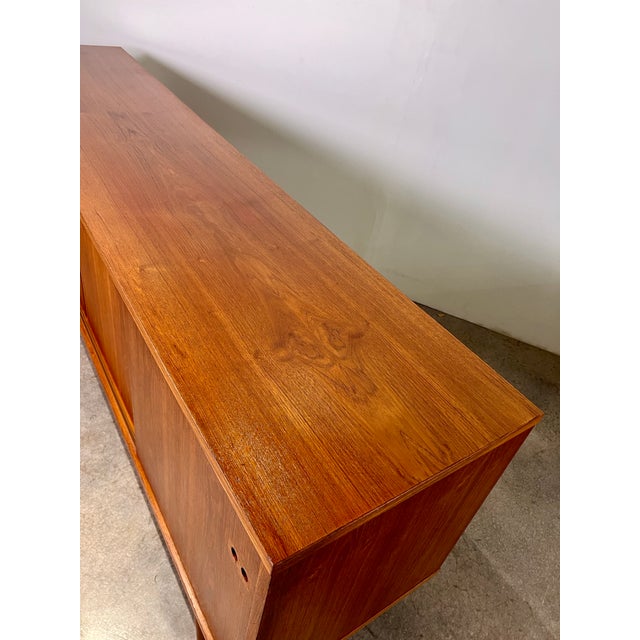 Mid Century Danish Modern Long Low Long Teak 4 Door Credenza by Kofod Larsen, Attributed For Sale - Image 11 of 11