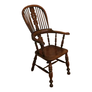 Antique English Yew Tree Windsor Armchair