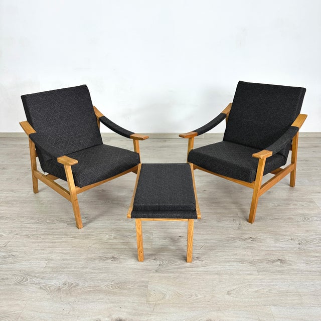 Mid-Century Modern Laszlo Hetzendorfer Lounge Chairs With Ottoman - A Pair For Sale - Image 3 of 7