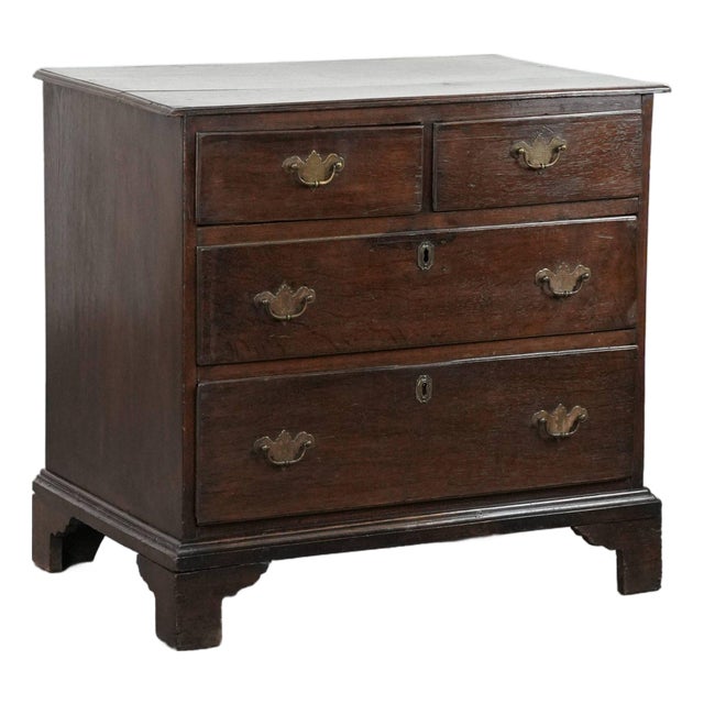 Antique English Oak Chest of Drawers, 18th Century For Sale