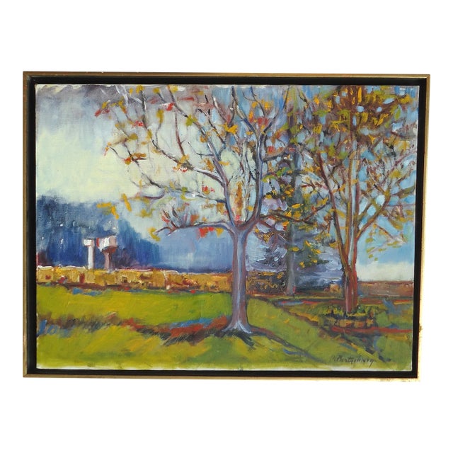 Late 20th Century Impressionist Landscape W Trees Oil Painting Patrica Montgomery For Sale