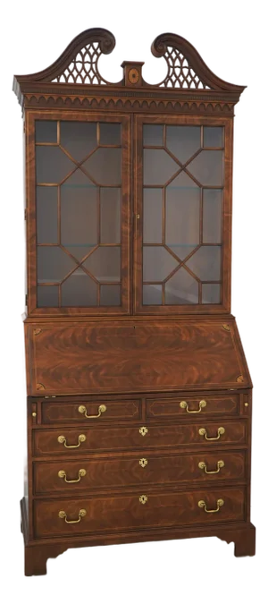 Ej Victor Inlaid Mahogany Secretary Desk Bookcase