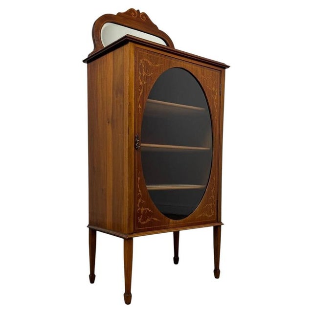 Antique English Mahogany Display Cabinet with Mirror, 1900s For Sale - Image 4 of 11