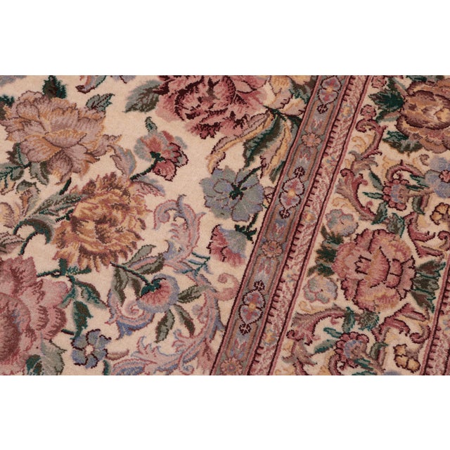 1990s Beautiful Floral Square 1990's Pak-Persian Ivory/Ivory Wool Rug - 6'1'' X 6'2'' For Sale - Image 5 of 9