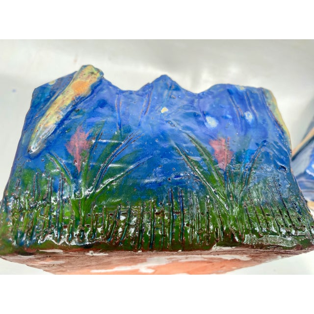 Ceramic Hand Built Sculptural Blue Glazed Ceramic Box With Fitted Lid For Sale - Image 7 of 9