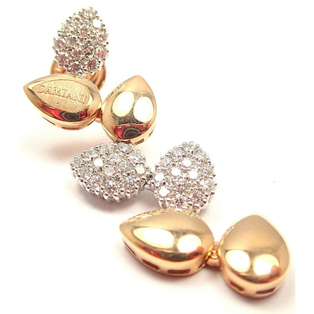 Damiani Antera Yellow/White Gold Diamond Earrings, Pair For Sale In Philadelphia - Image 6 of 11