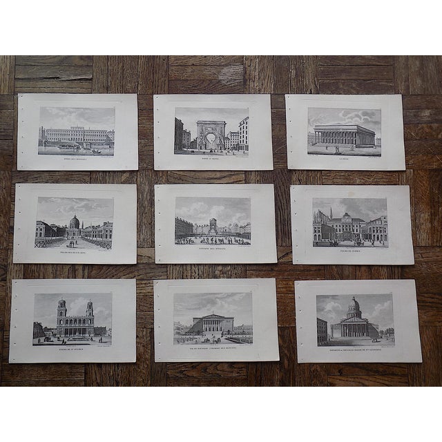 Printmaking Materials Antique 19th Century Paris Landmark.Engravings - Set of 9 For Sale - Image 7 of 8