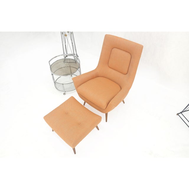 Lawrence Peabody Lawrence Peabody Tapered Dowel Leg Lounge Chair Matching Ottoman New Upholstery For Sale - Image 4 of 18