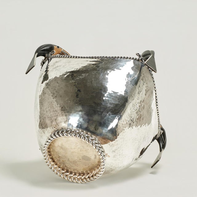 Mid Century Silver Plate Bowl or Wine Cooler With Toucans by Emilia Castillo For Sale - Image 9 of 11