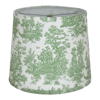 12" Sage Toile Drum Lamp Shade For Sale