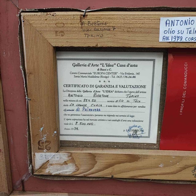 After Antonio Bertone, Spring Race, 1979, Oil Painting on Canvas For Sale - Image 8 of 11