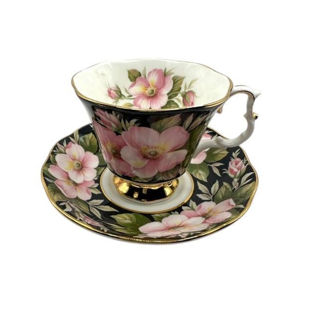 Vintage Royal Albert Alberta Rose Teacup and Saucer Set of One For Sale - Image 9 of 14