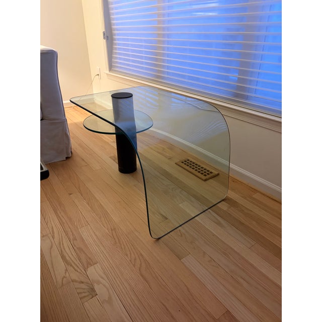 1970s 1970s Post-Modern Two-Tier Waterfall Edge Glass Cocktail Table For Sale - Image 5 of 11