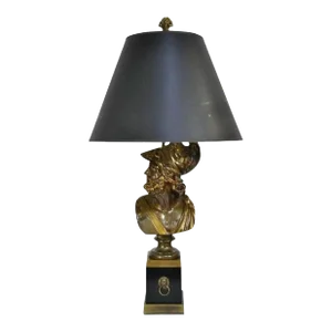 Antique Grand Tour French Bronze Bust Trojan Greek General Ajax Table Lamp