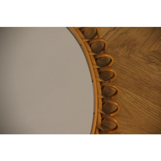 Round Wall Mirror in Rattan and Bamboo, 1960s For Sale - Image 4 of 14