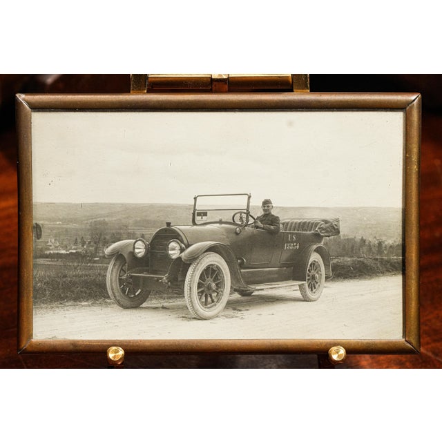 American Fascinating Us Soldier World War I Uniform Car Antique Framed Photograph Photo Picture For Sale - Image 3 of 10