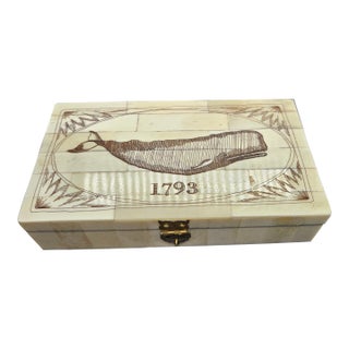 Whale 1793 Scrimshaw Bone Box For Sale