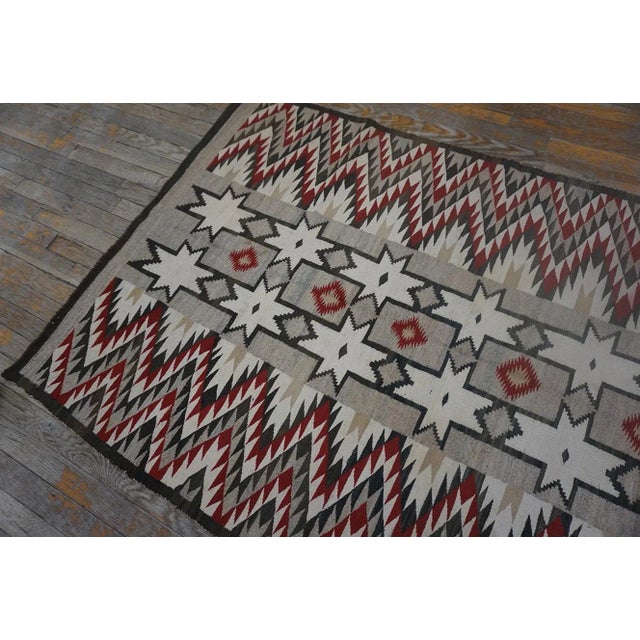1920s 1920s Gray Geometric Antique American Navajo Carpet 3'8" X 5'10" Flatweave Wool Rug For Sale - Image 5 of 9