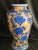 Vintage Chinese Yellow Ground & Cobalt Blue Chrysanthemum Baluster Vases - A Pair For Sale - Image 4 of 10