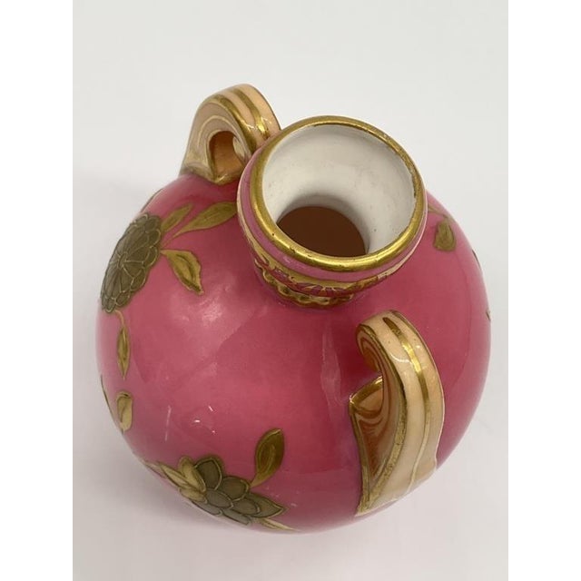 Late 19th Century Antique Royal Crown Derby Gilt Pink Amphora Vase 4 Inch High England For Sale - Image 5 of 11
