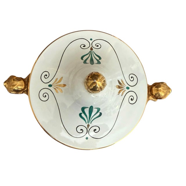 Vintage Ugo Zaccagnini Italian Neoclassical Urns With Faux Malachite Cartouches - A Pair For Sale - Image 12 of 15