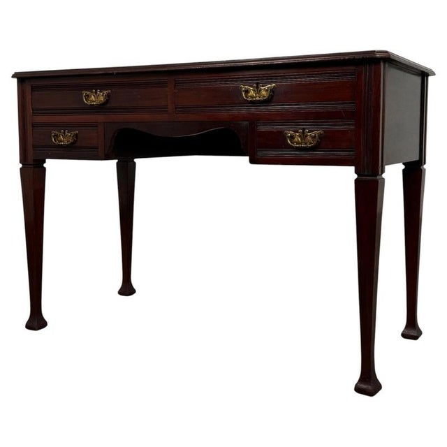 Antique Early 20th Century English Mahogany Writing Table For Sale - Image 4 of 13