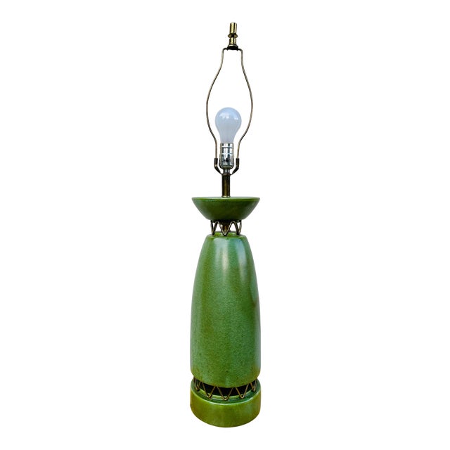 Vintage Mid Century Modern Green Ceramic Lamp Chairish