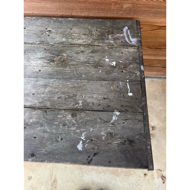 Cream 1960s Rustic Square Farm Table or Island, Vintage, Wooden For Sale - Image 8 of 12