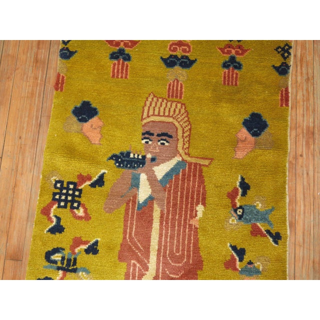 Chinoiserie Vintage Mustard Chinese Emperor Runner - 2'8" x 7'7" For Sale - Image 3 of 6