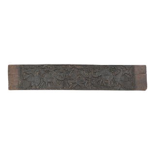Antique Indian Carved Teakwood Folk Art Panel of Festival Dancers For Sale