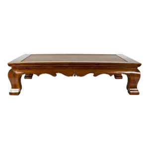 Early 20th Century Chinese Late Qing Dynasty Opium Mat Coffee Table with Inset Rattan Top