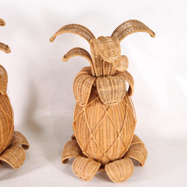 Vintage Wicker Pineapple Lamp For Sale - Image 6 of 16