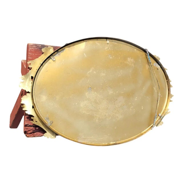 Italian Solid Brass Oval Wall Mirror Vintage Decorative Hanging Mirror For Sale - Image 13 of 14