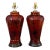 Vintage Red & Black Mottled Art Glass Table Lamps – Pair For Sale
