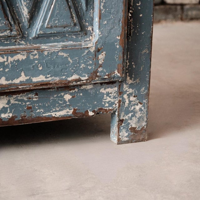 19th Century Spanish Walnut Blue Cabinet For Sale - Image 11 of 12