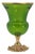 Lime Green Art Glass Vase With Gilded Floral Pedestal, Neoclassical Revival For Sale