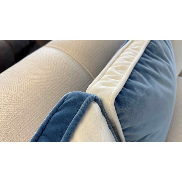 Coastal Contemporary CR Laine Ivory and Blue 3-Seat Sofa For Sale In Miami - Image 6 of 15