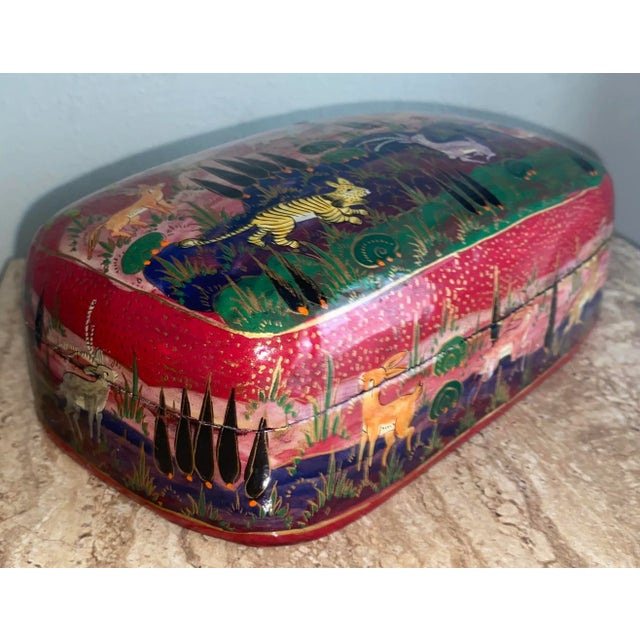 Vintage Folk Art Lacquered Trinket Box For Sale In Tampa - Image 6 of 7